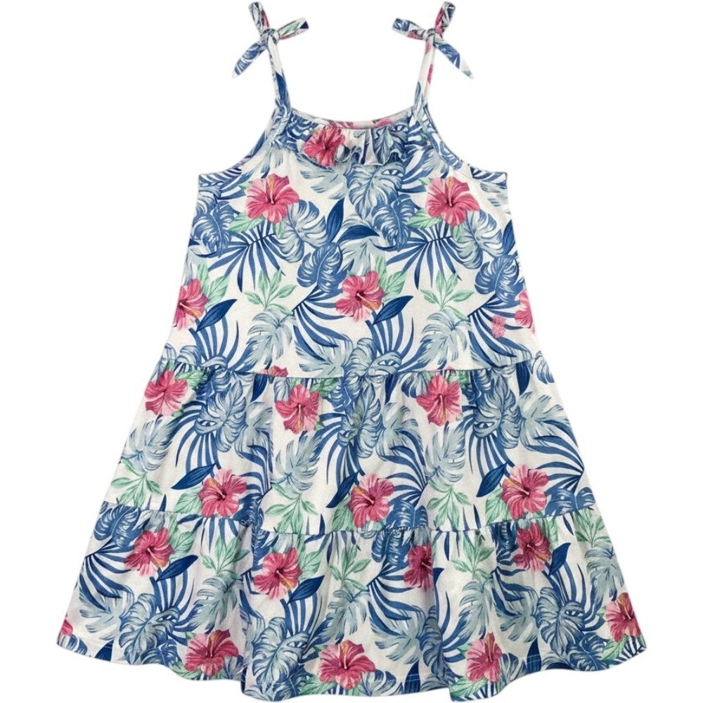 Tommy Bahama Tropical Hibiscus Tiered Sundress Girls Size 6 Floral Vacation‎